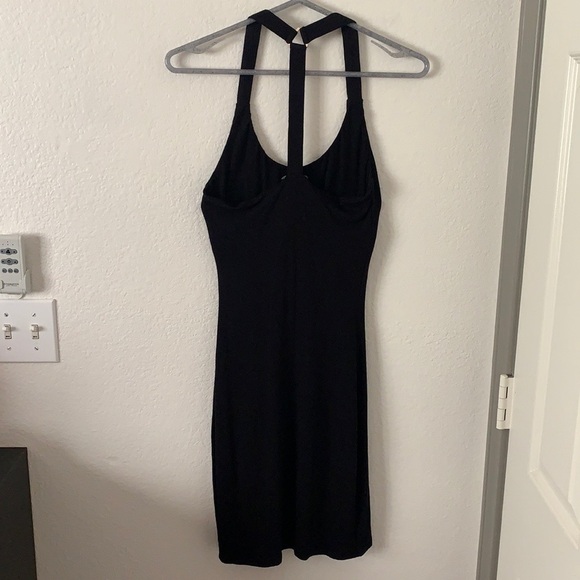 Bebe Logo Racer Back Ribbed Bodycon Dress - Picture 7 of 10